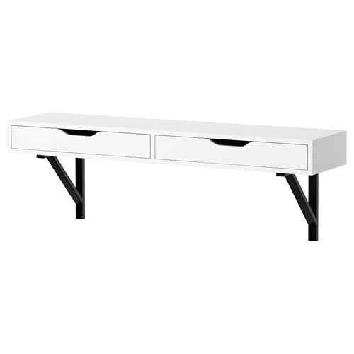 EKBY ALEX/VALTER çekmeceli duvar rafı beyazsiyah 119x28 cm IKEA