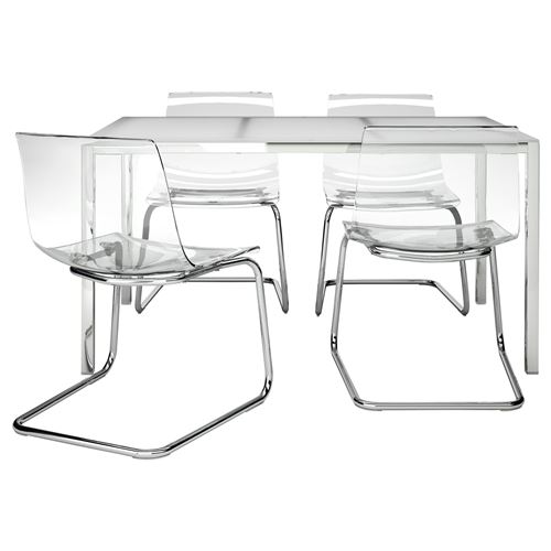 Torsby Tobias Yemek Masasi Ve Sandalye Seti Cam Beyaz Seffaf 135 Cm Ikea Mutfaklar