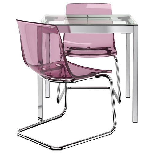 GLIVARP/TOBIAS yemek masası ve sandalye seti şeffafkrom