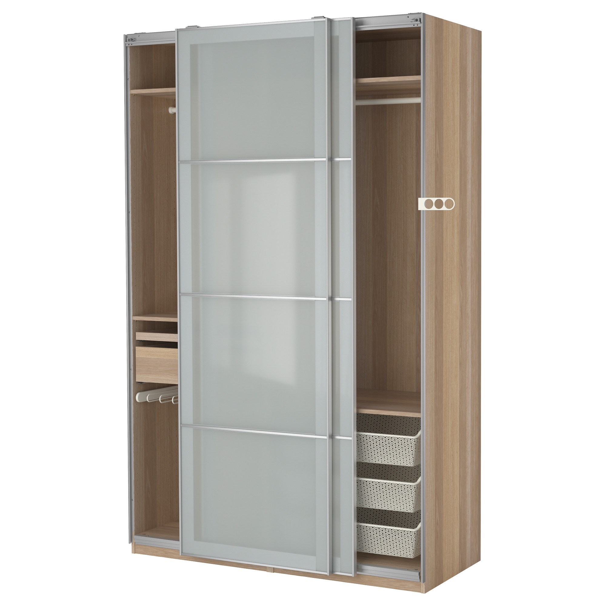 PAX/SEKKEN sürgü kapaklı gardırop ağartılmış meşe PAX/SEKKEN sürgü kapaklı gardırop ağartılmış meşe