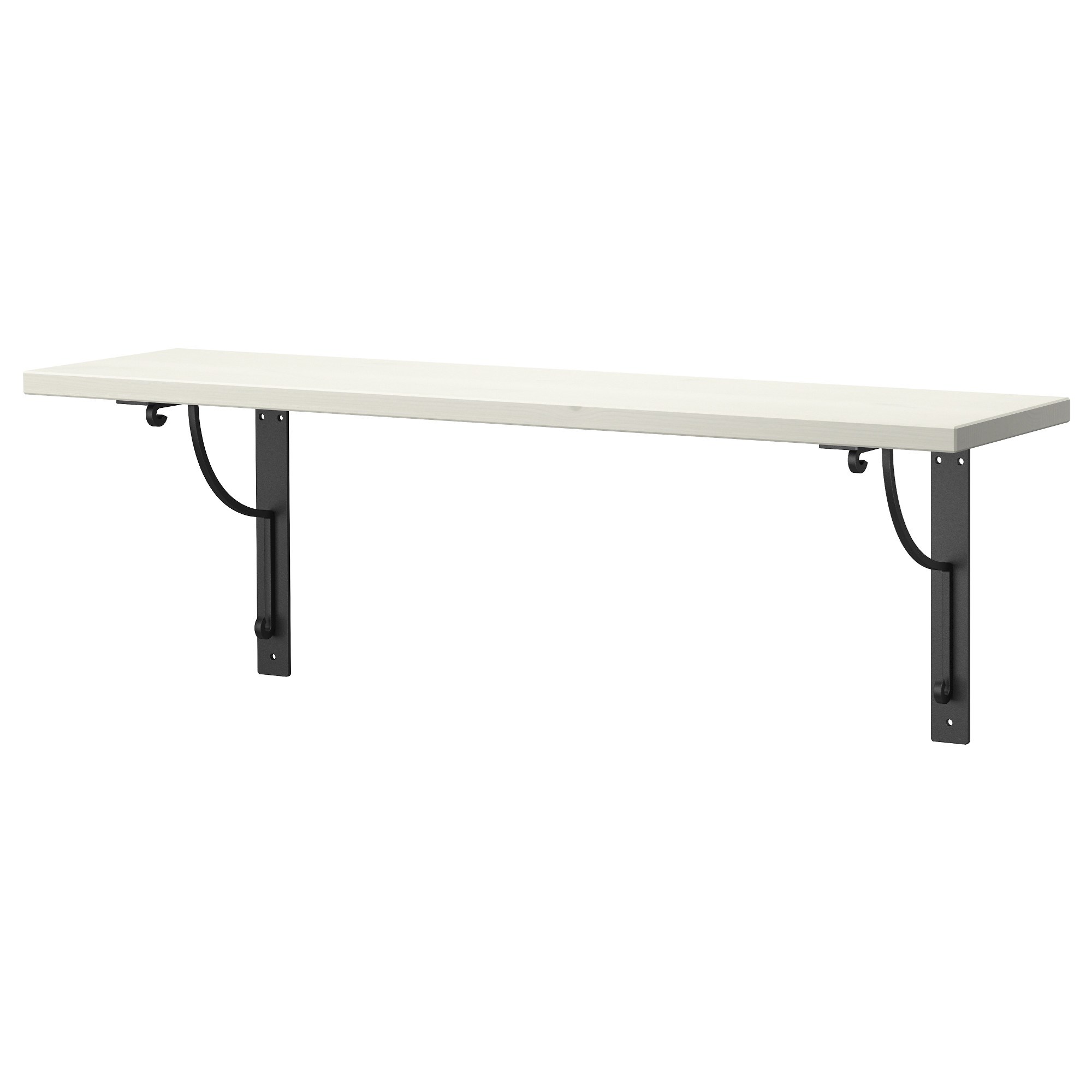 EKBY HEMNES/HALL duvar rafı ve raf ayağı beyazsiyah 79x19 cm IKEA