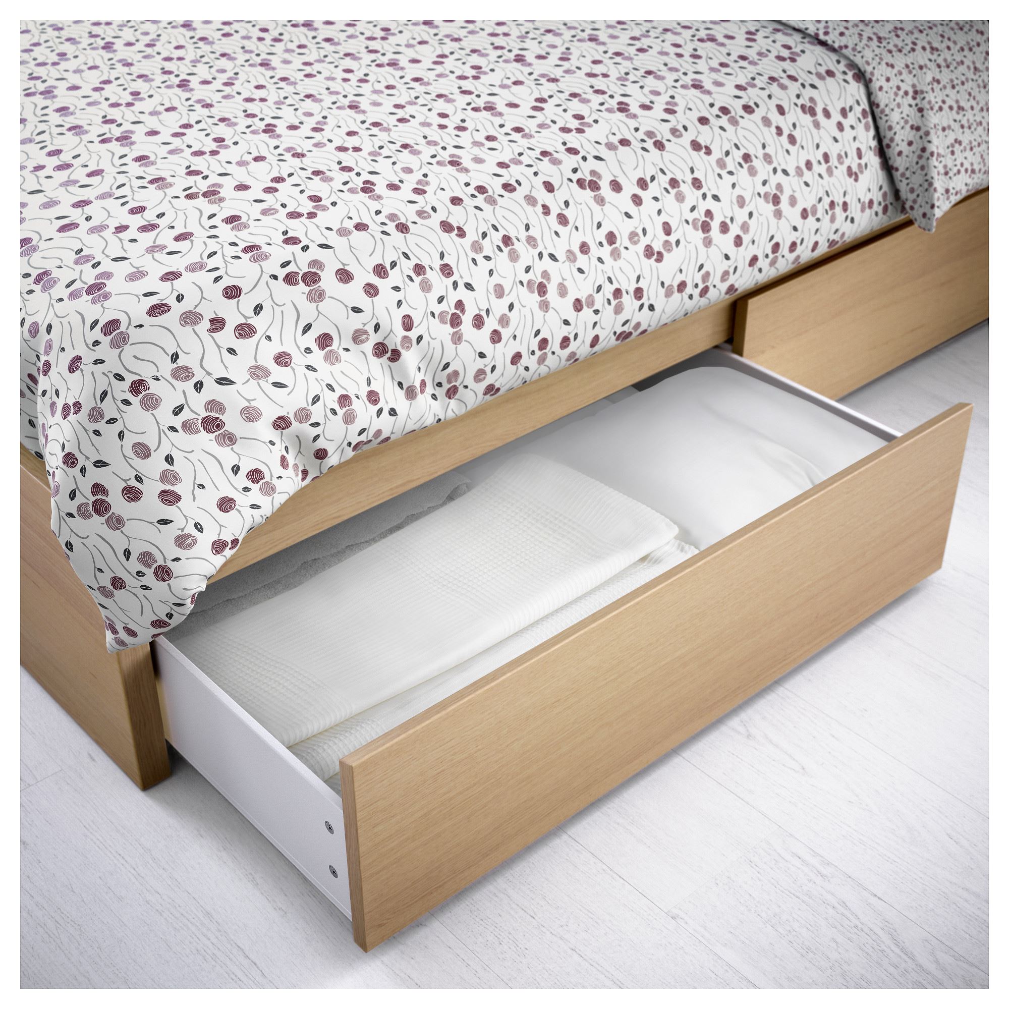 MALM yatak altı eşya kutusu ağartılmış meşe kaplama 100x62x29 cm IKEA