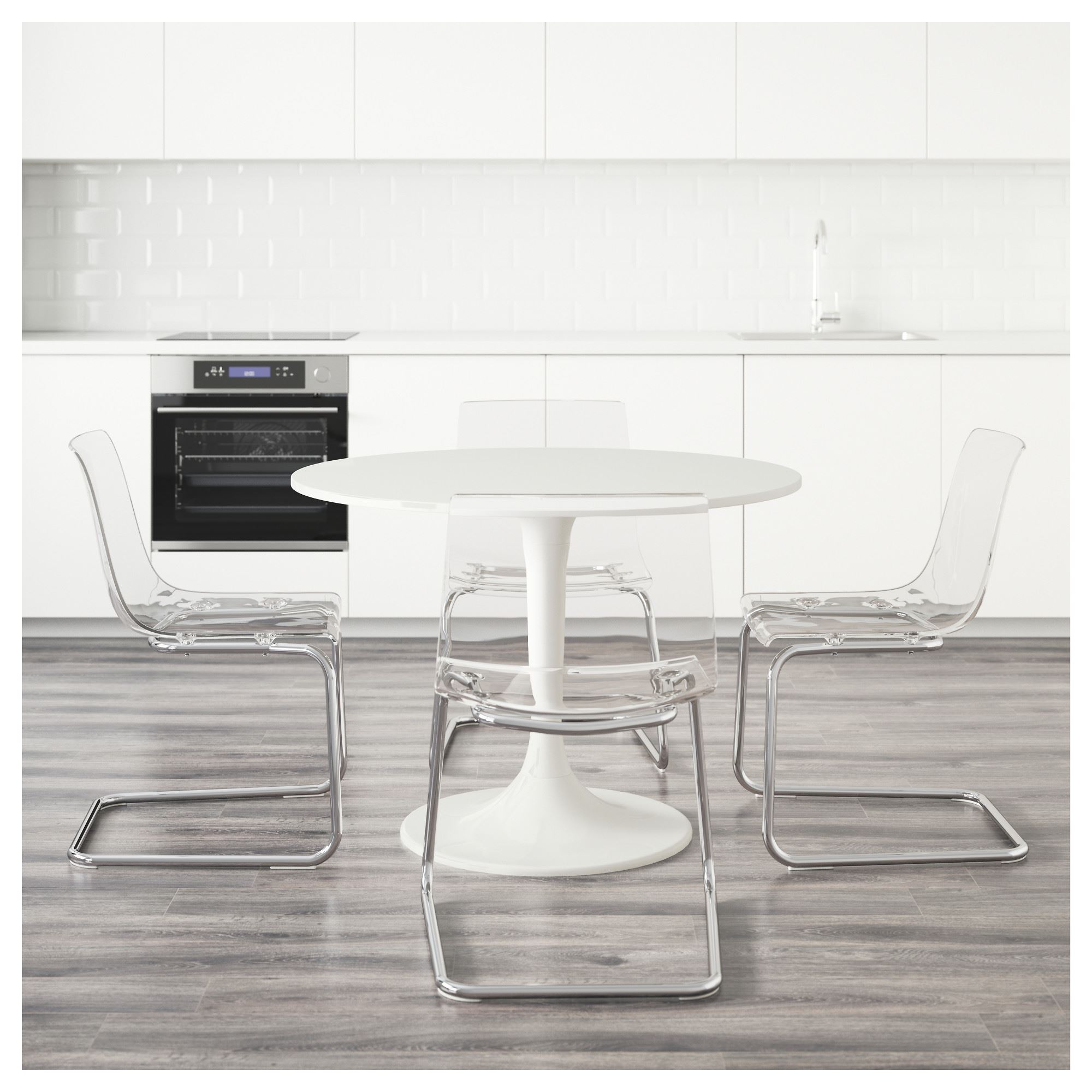 DOCKSTA/TOBIAS yemek masası ve sandalye seti beyazşeffaf DOCKSTA/TOBIAS yemek masası ve sandalye seti beyazşeffaf