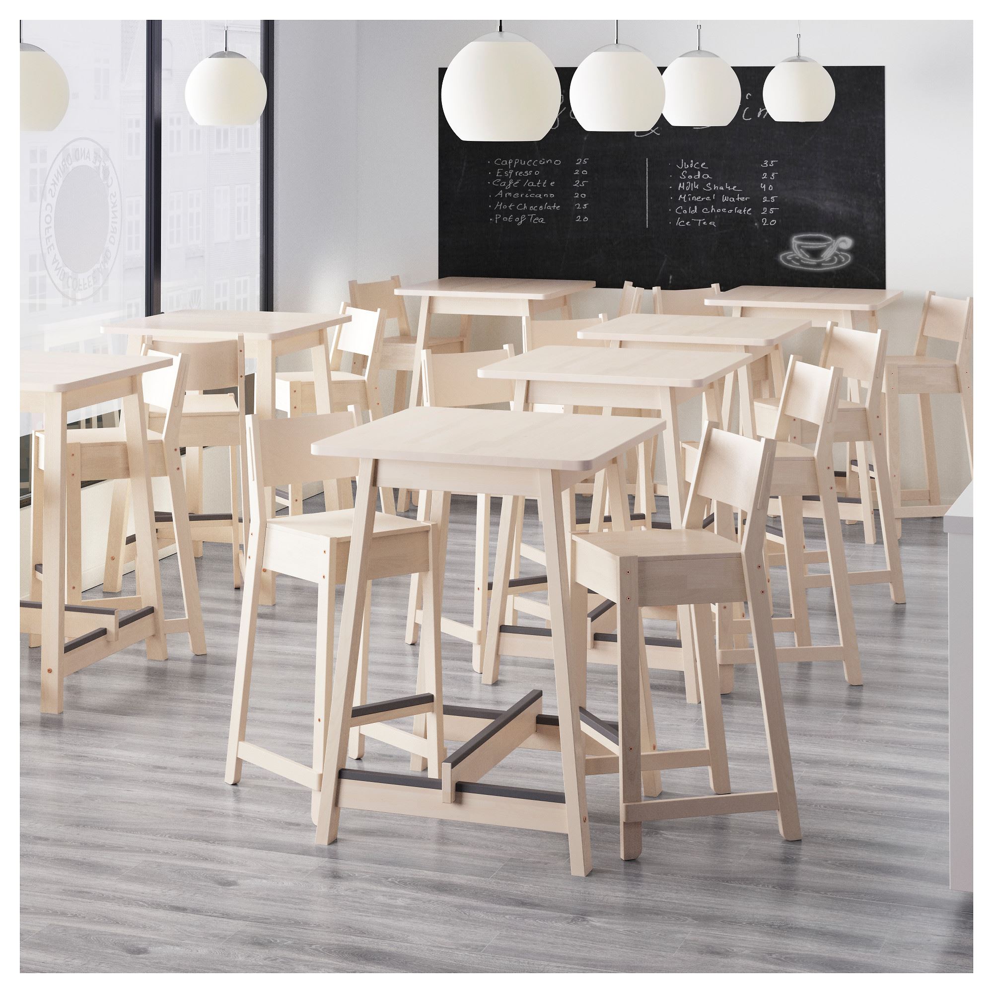 NORRAKER bar masası beyaz huş 74x74 cm IKEA Mutfaklar