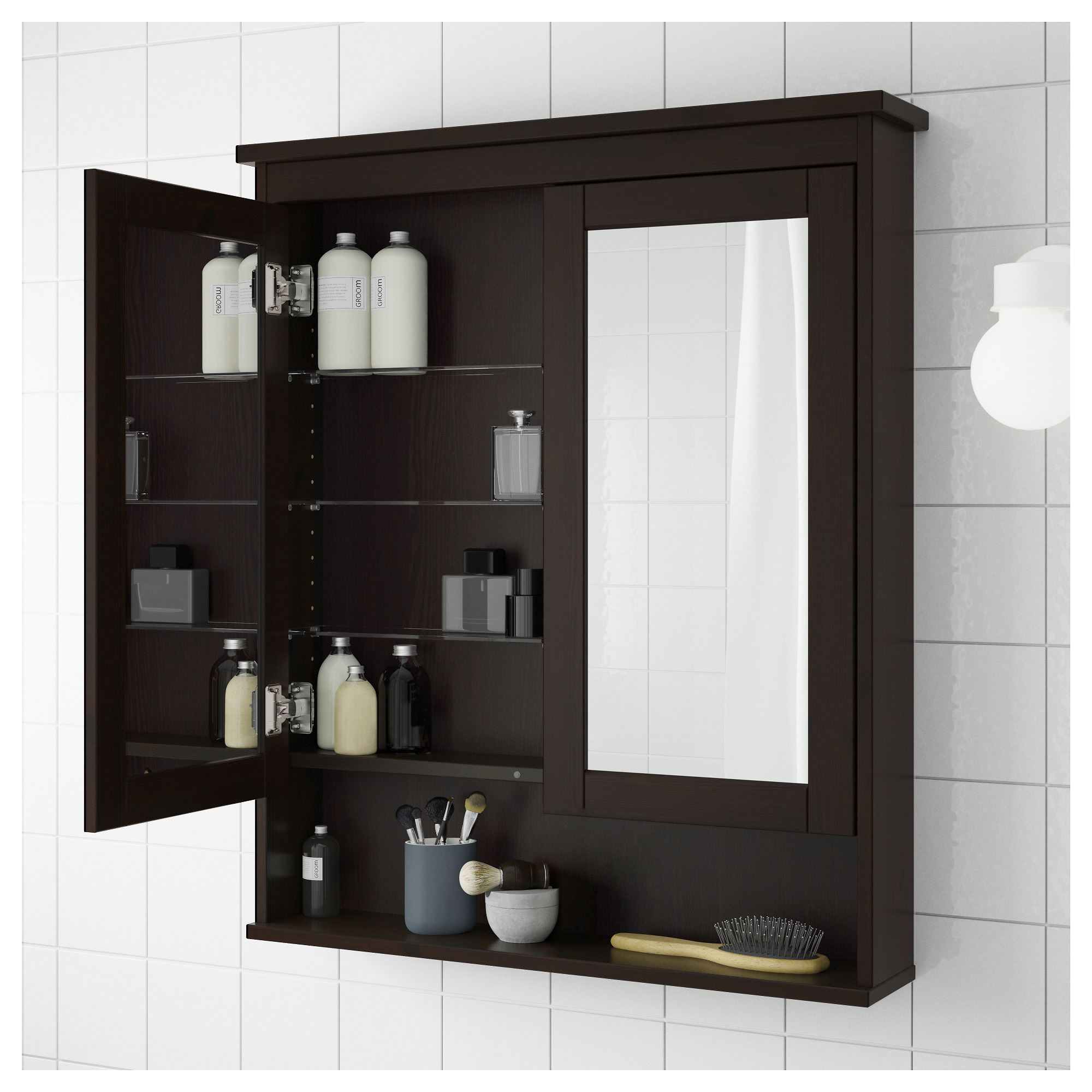 HEMNES mirror cabinet blackbrown stain 83x16x98 cm  IKEA 