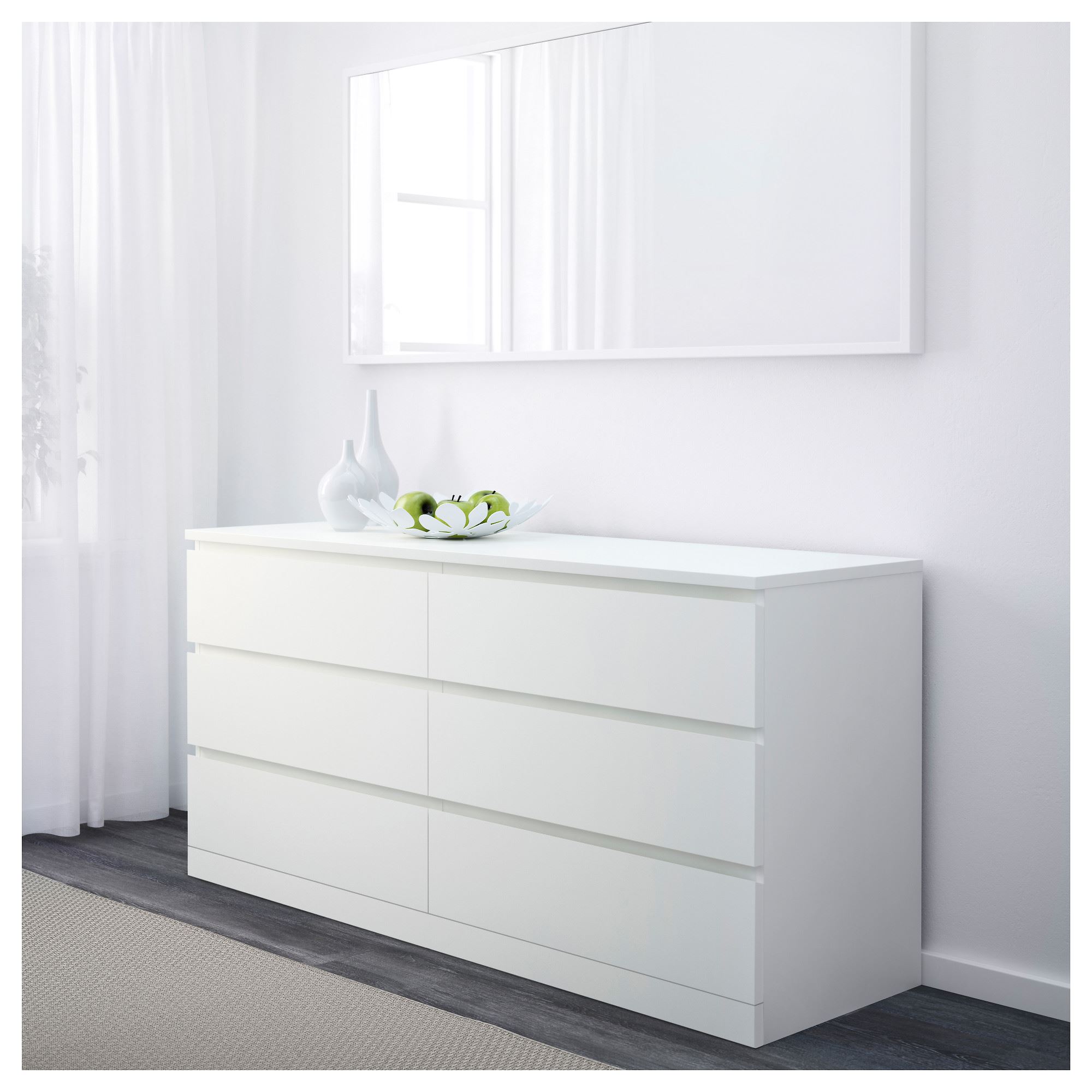 MALM chest of 6 drawers white 160x78 cm  IKEA Bedroom