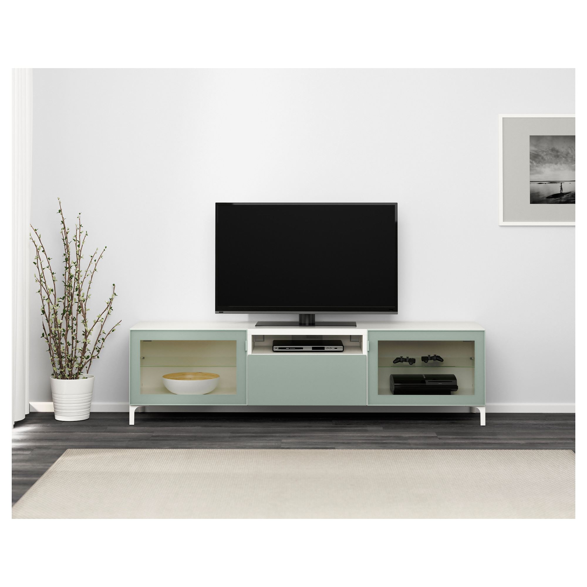 BESTA/SELSVIKEN tv sehpası beyazyeşil 180x40x48 cm IKEA