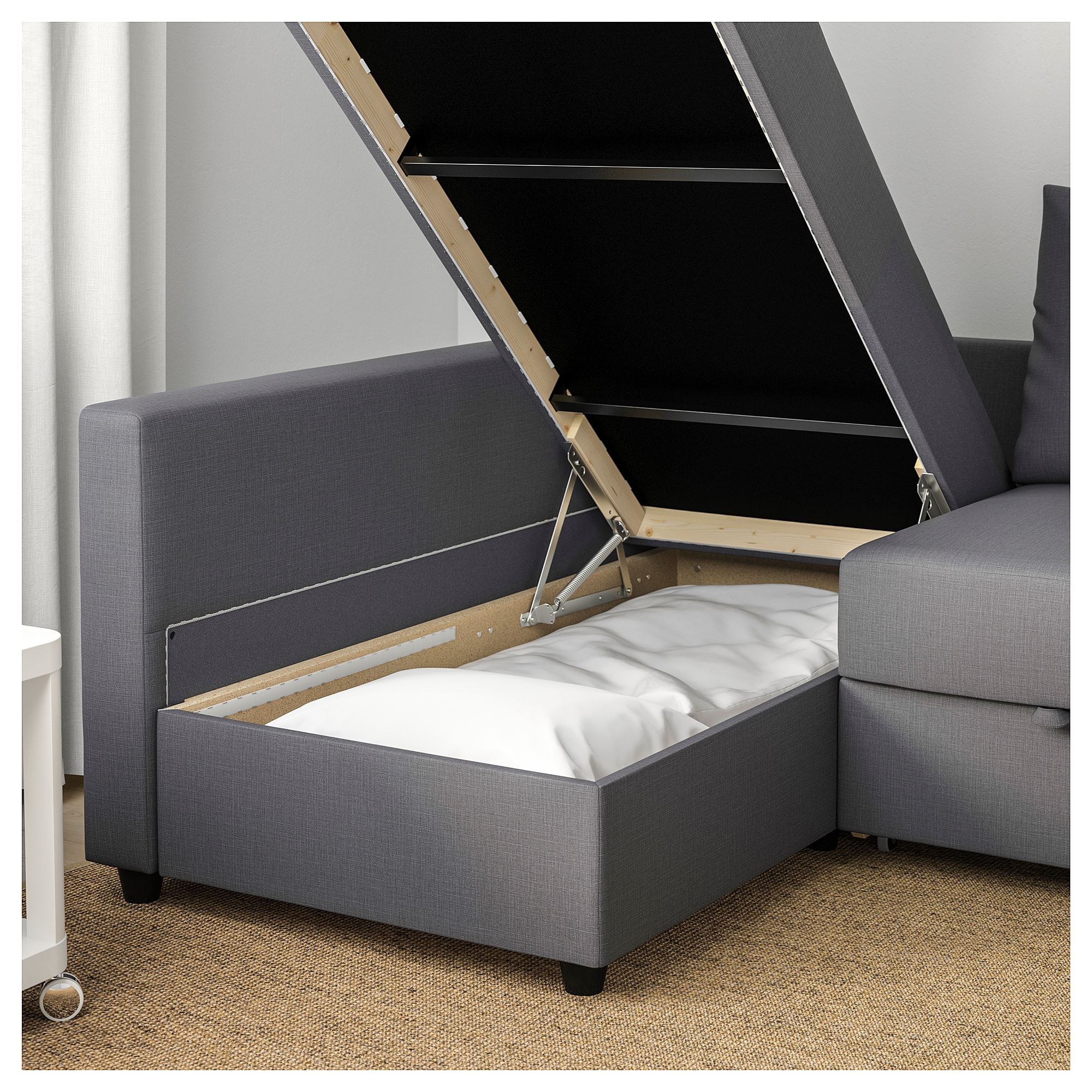 FRIHETEN bazalı yataklı köşe kanepe skiftebo koyu gri IKEA Oturma Odaları