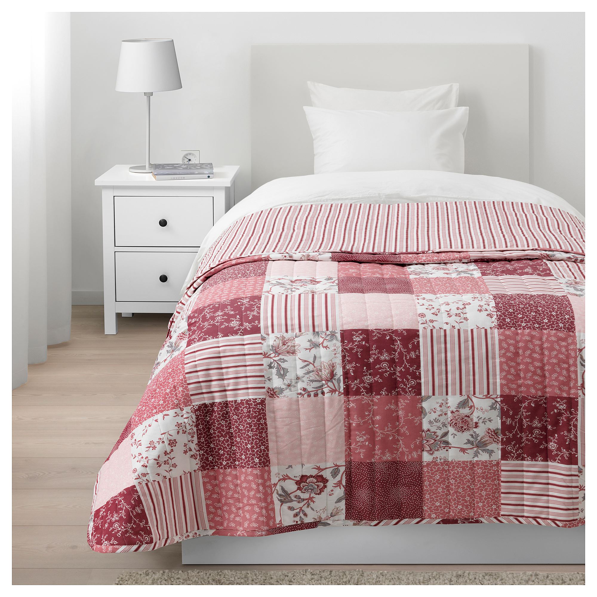 VARRUTA tek kişilik yatak örtüsü beyazpembe 160x250 cm IKEA Ev Tekstili