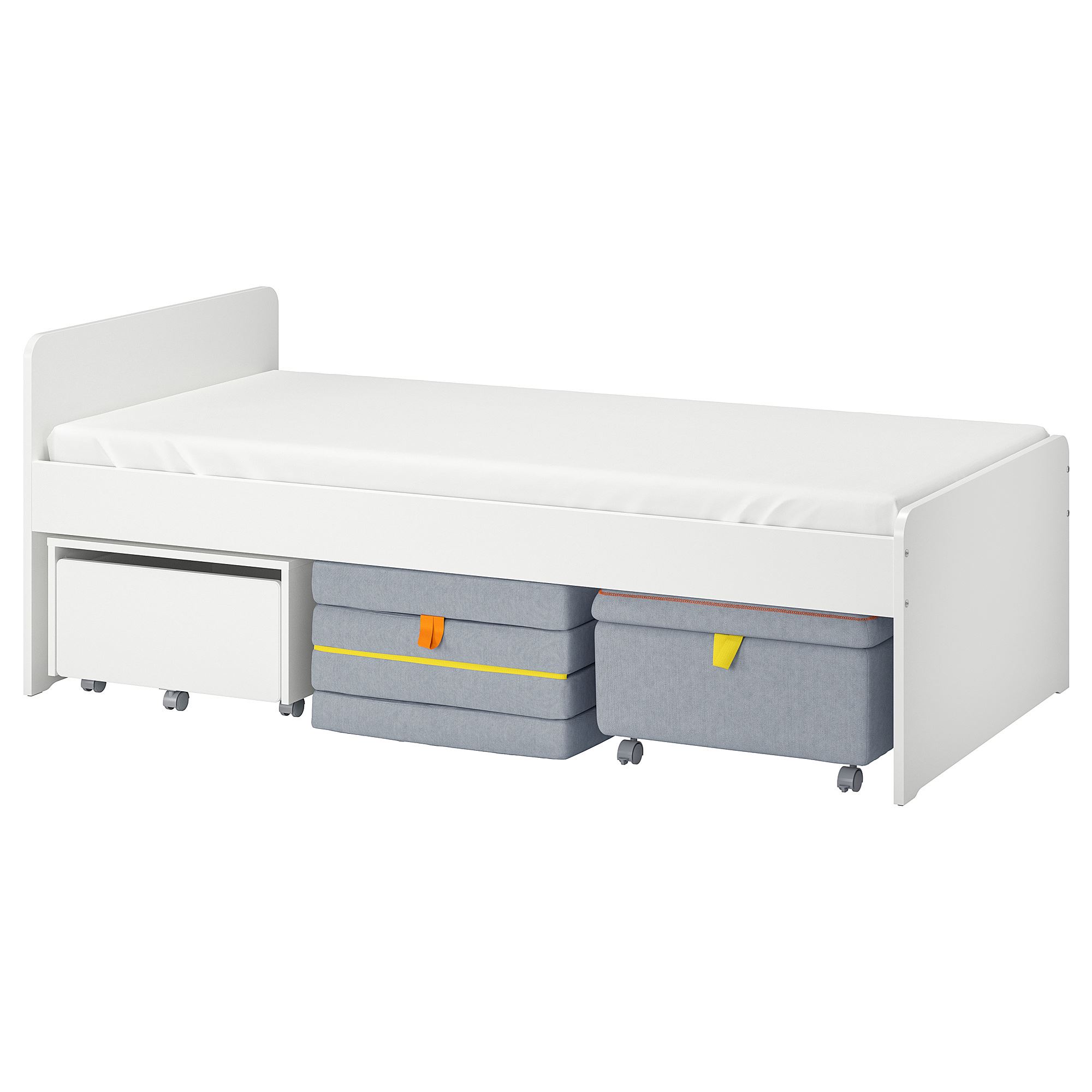 SLAKT/LURÖY tek kişilik karyola beyazgri 90x200 cm IKEA