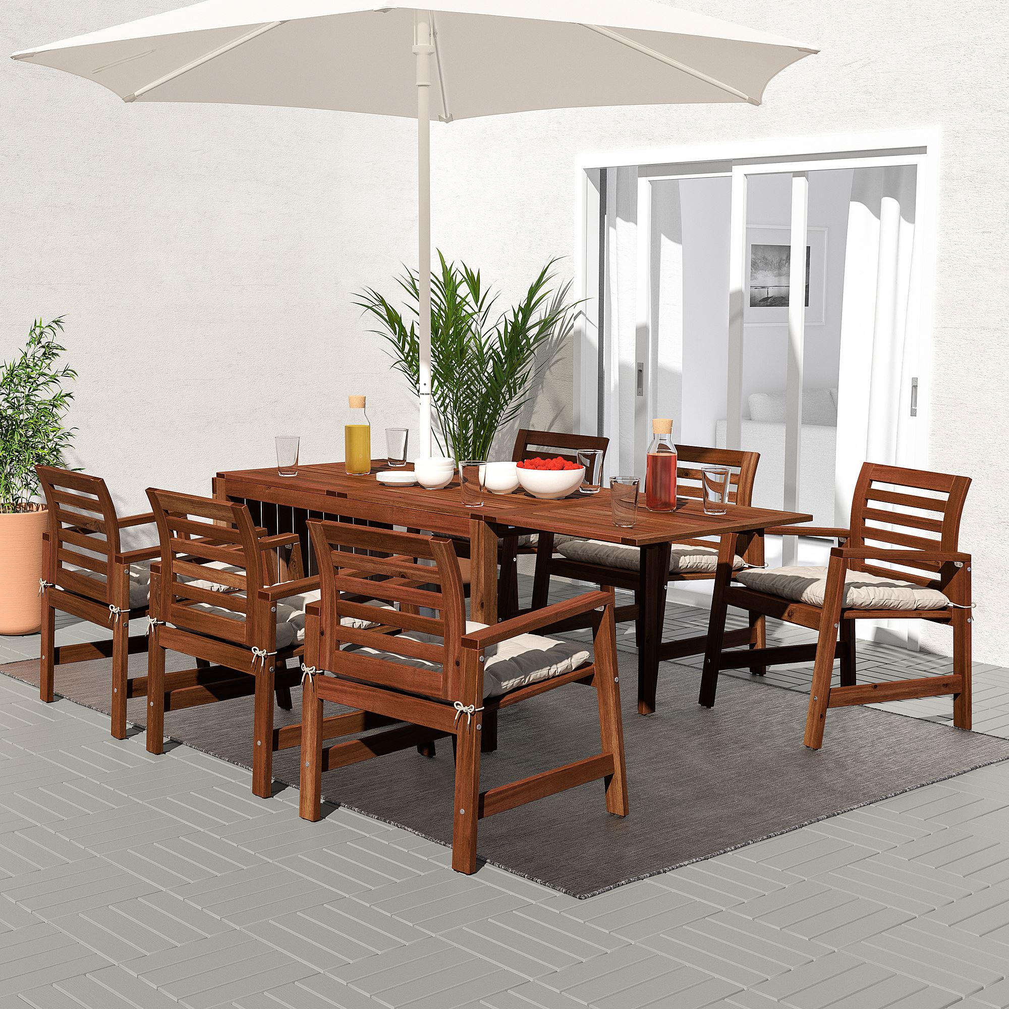 APPLARÖ kanatlı yemek masası ve sandalye seti kahverengi IKEA Yaz