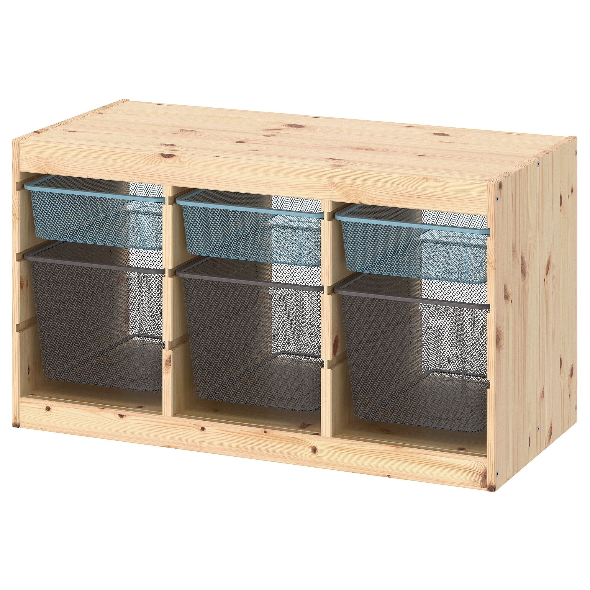 TROFAST pine grey-blue/dark grey 93x44x52 cm storage-unit | IKEA