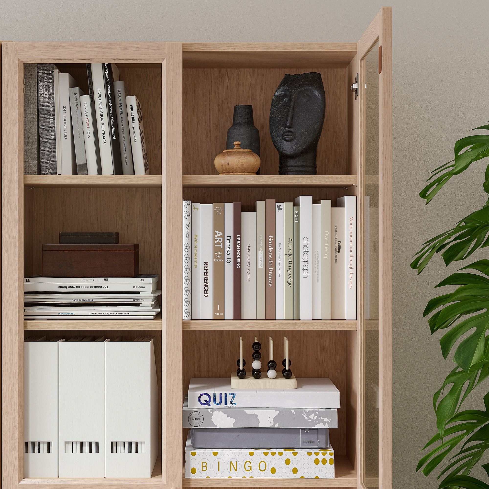 BILLY/OXBERG white stained oak veneer 80x30x202 cm bookcase with door IKEA