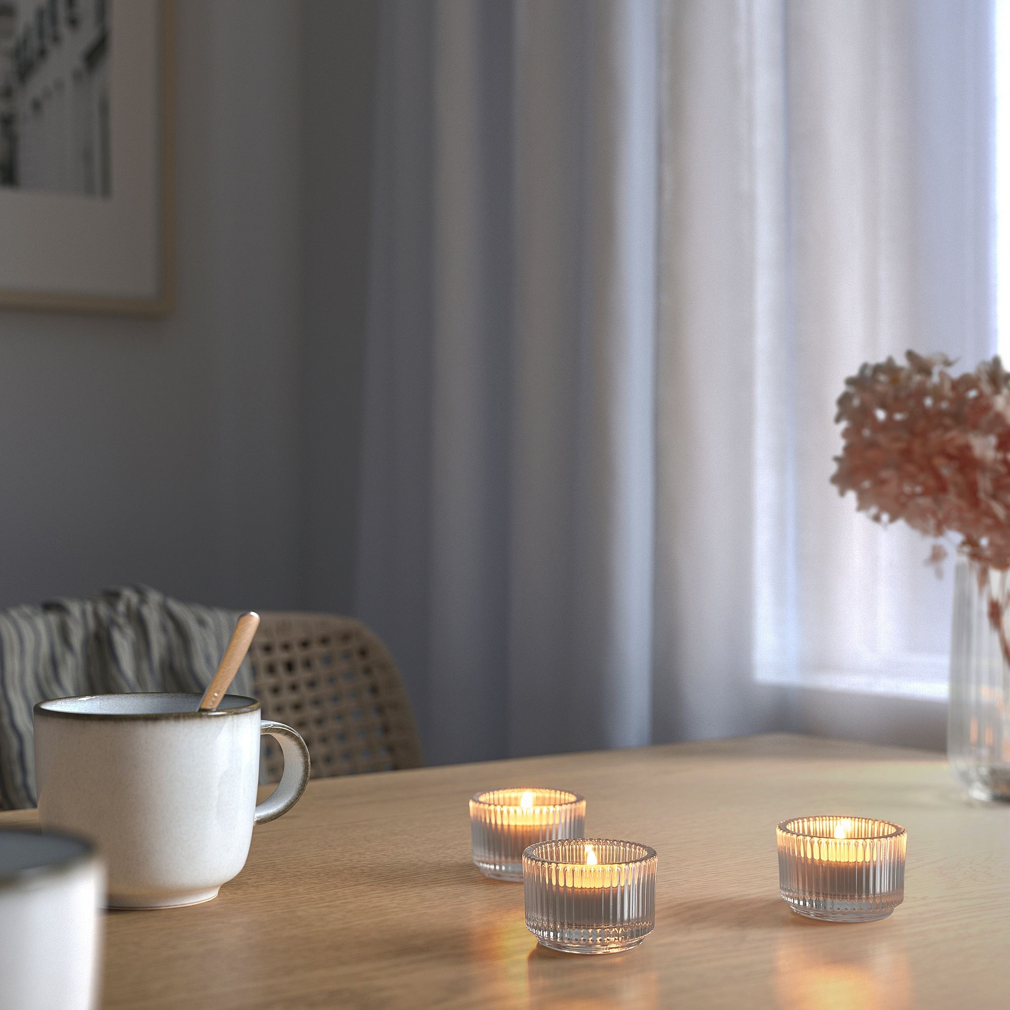 FINSMAK saydam cam 3.5 cm tealight mumluk IKEA