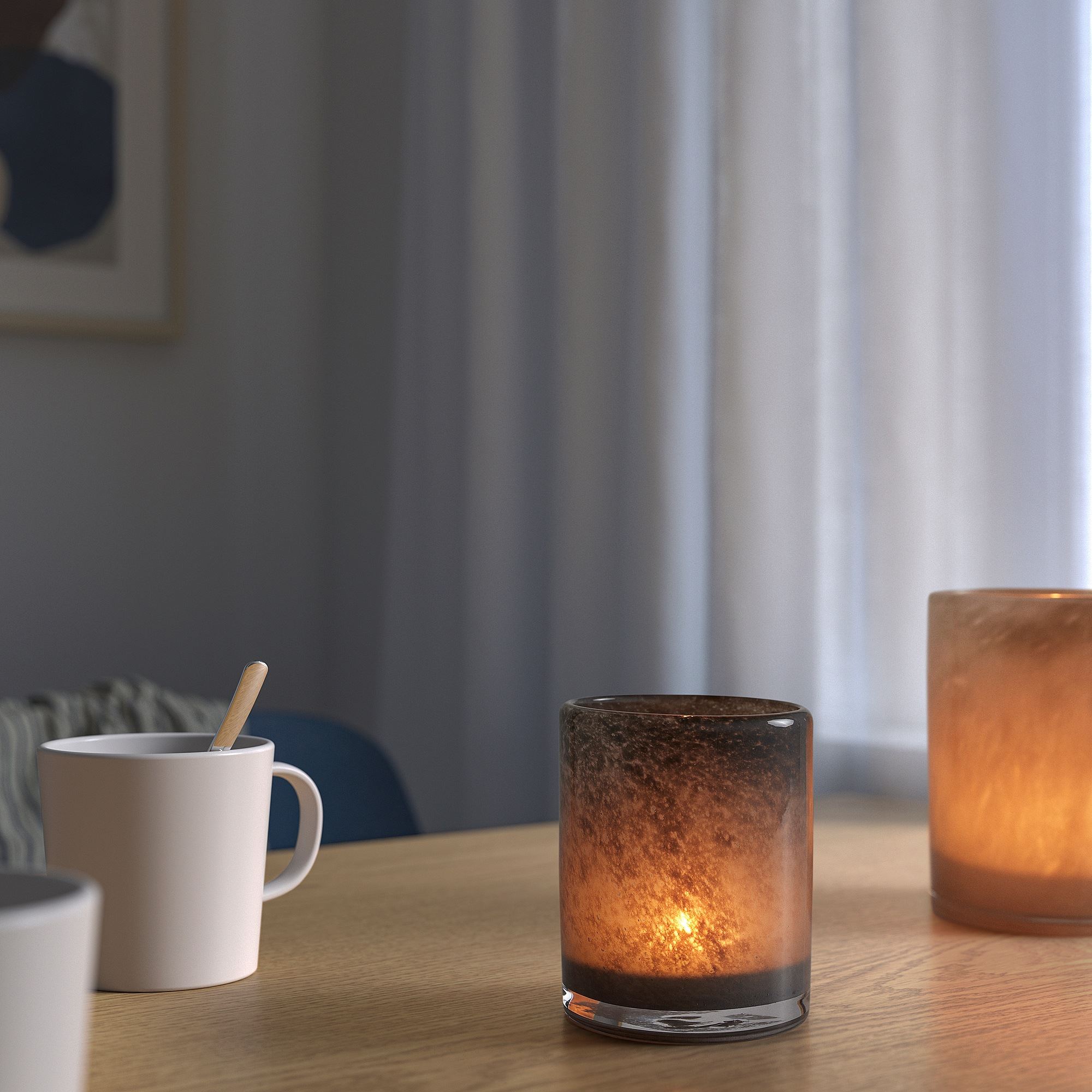 VINDSTILLA gri 11 cm tealight mumluk IKEA