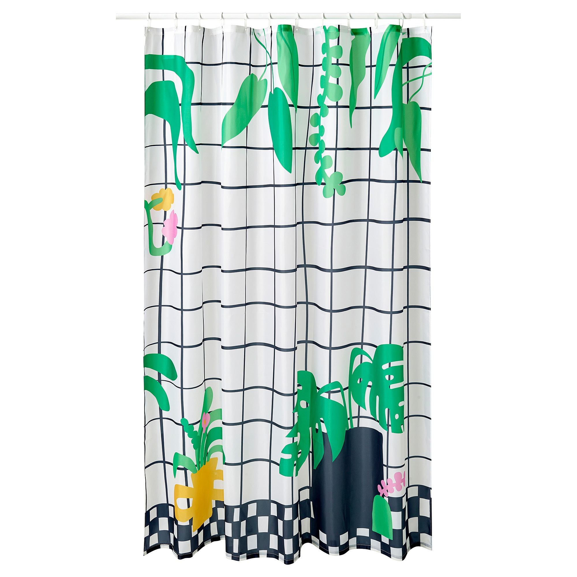 SNÖJONKVILL white/green 180x200 cm shower curtain | IKEA