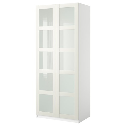 PAX/BERGSBO, wardrobe, white/glass, 100x38x236 cm