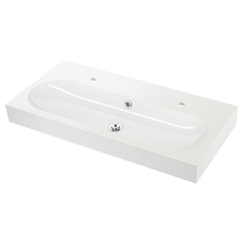 BRAVIKEN, tekli lavabo, beyaz, 100x49x10 cm