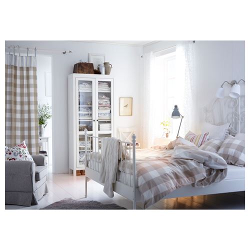LEIRVIK/LURÖY, double bed, white, 160x200 cm
