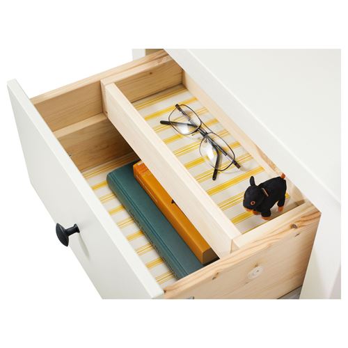 HEMNES, chest of 2 drawers/bedside table, white varnish, 54x66 cm