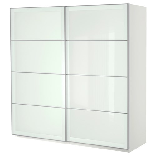 PAX/SEKKEN, sürgü kapaklı gardırop, beyaz-cam, 200x66x201 cm