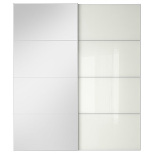 AULI/FARVIK, sürgü kapak, beyaz cam-ayna, 200x236 cm