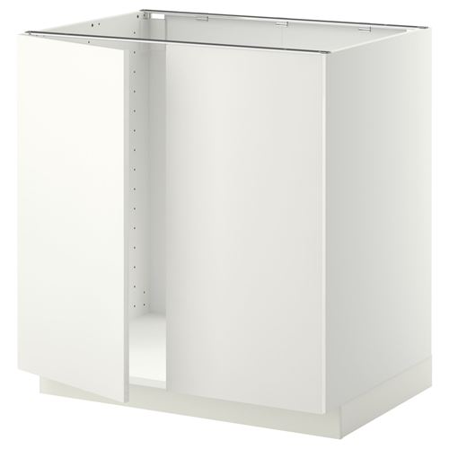 METOD base cabinet w 2 doors white-haggeby white 80x60 cm ...