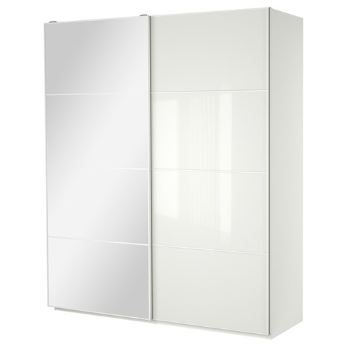 PAX/AULI FARVIK, sliding door-wardrobe, white, 200x66x236 cm