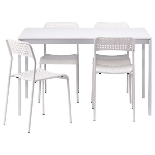 MELLTORP/ADDE, mutfak masası takımı, beyaz, 4 sandalyeli