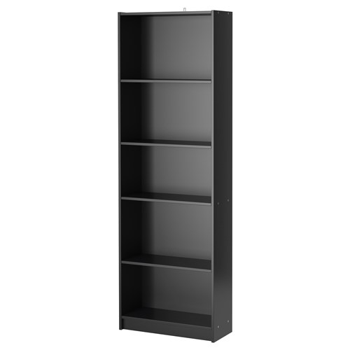 FINNBY, bookcase, black, 60x24x180 cm