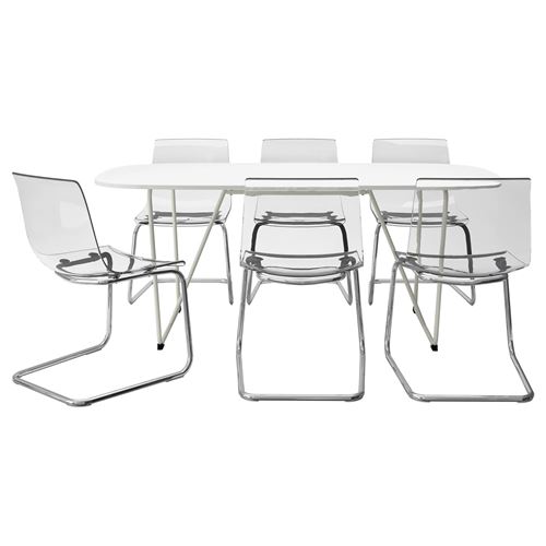 OPPEBY/TOBIAS yemek masası ve sandalye seti beyazkrom