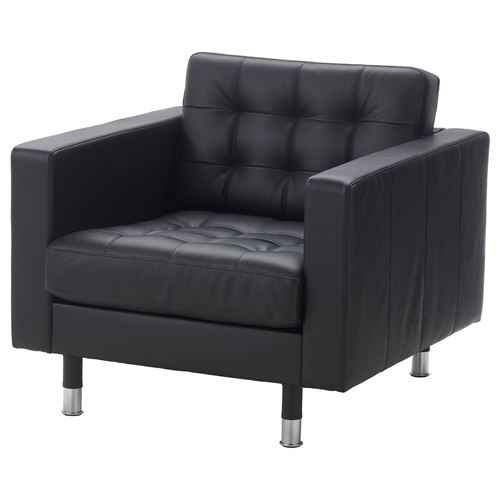 LANDSKRONA, leather armchair, grann-bomstad black