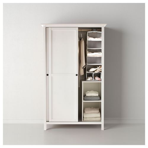 HEMNES, sliding door-wardrobe, white, 120x59x197 cm