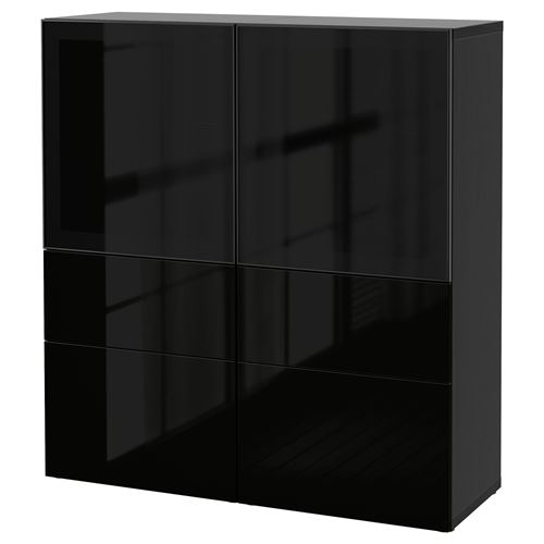 BESTA/SELSVIKEN, dolap kombinasyonu, venge-siyah, 120x40x128 cm