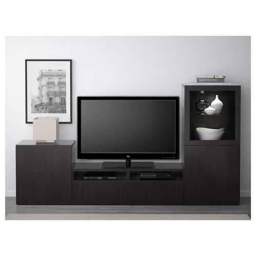 BESTA/LAPPVIKEN, tv ünitesi, siyah-kahverengi, 240x40x128 cm