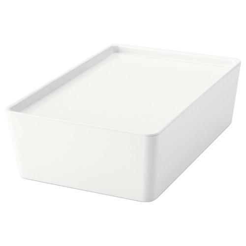 KUGGIS, kapaklı kutu, beyaz, 18x26x8 cm
