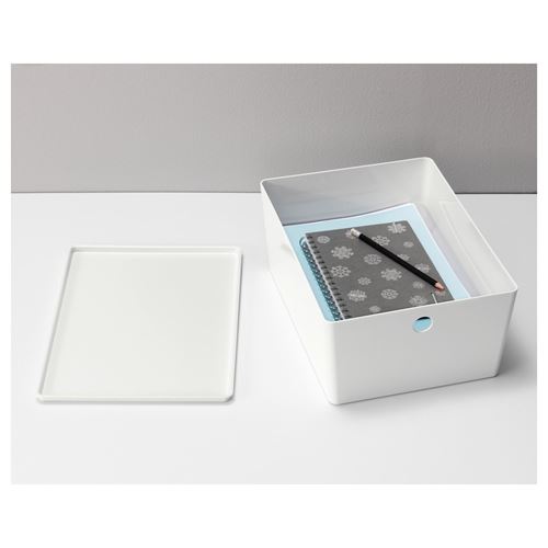 KUGGIS, kapaklı kutu, beyaz, 26x35x15 cm