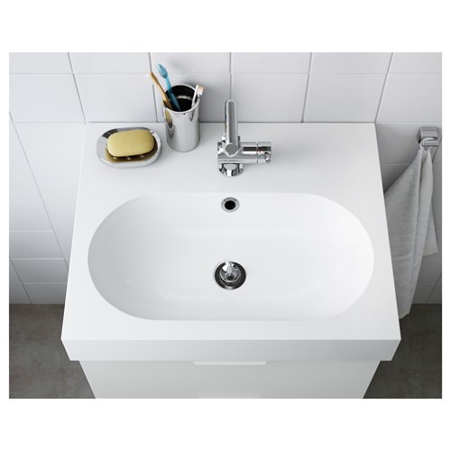 BRAVIKEN, tekli lavabo, beyaz, 60x49x10 cm