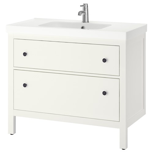 HEMNES/ODENSVIK, wash-basin and cabinet, white