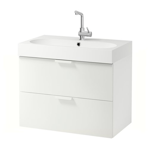 GODMORGON/BRAVIKEN, lavabo dolabı kombinasyonu, beyaz, 80x49x68 cm