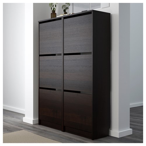 BISSA, shoe cabinet/storage, black-brown, 49x28x135 cm