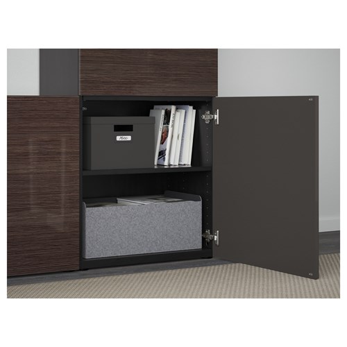 BESTA/SELSVIKEN, tv storage unit, black-brown/brown, 300x40x192 cm