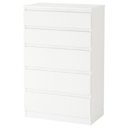 KULLEN, chest of 5 drawers, white, 70x112 cm