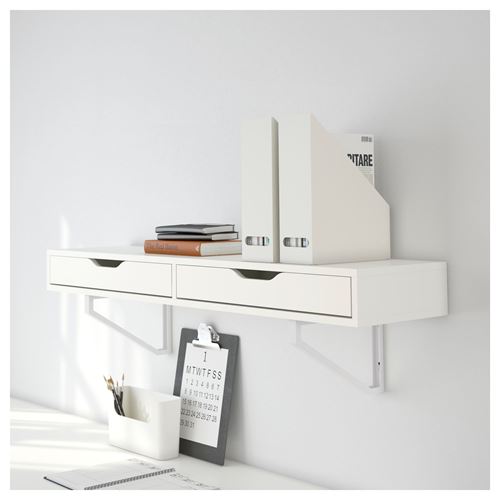EKBY ALEX/LERBERG çekmeceli duvar rafı beyaz 119x29 cm IKEA Çalışma