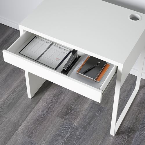 MICKE, desk, white, 73x50 cm