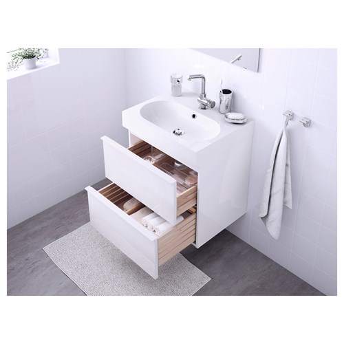 GODMORGON/BRAVIKEN, lavabo dolabı kombinasyonu, beyaz, 60x68 cm
