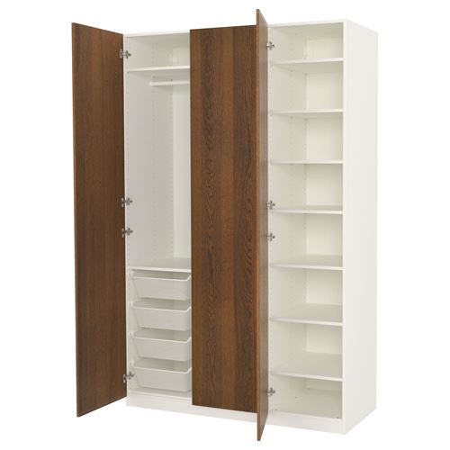 Pax Nexus Wardrobe White Brown Stained Ash Veneer 150x60x236 Cm