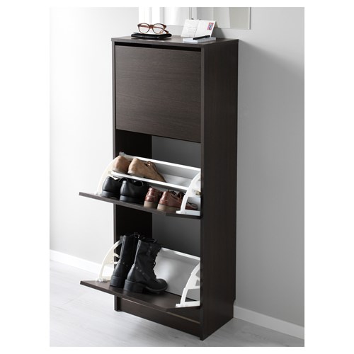 BISSA, shoe cabinet/storage, black-brown, 49x28x135 cm
