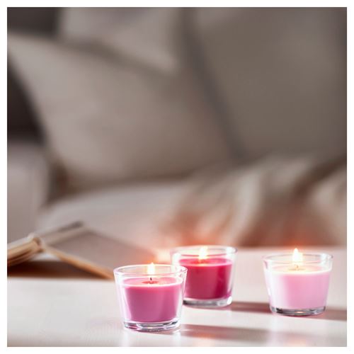 BRACKA, scented candle in glass, pink