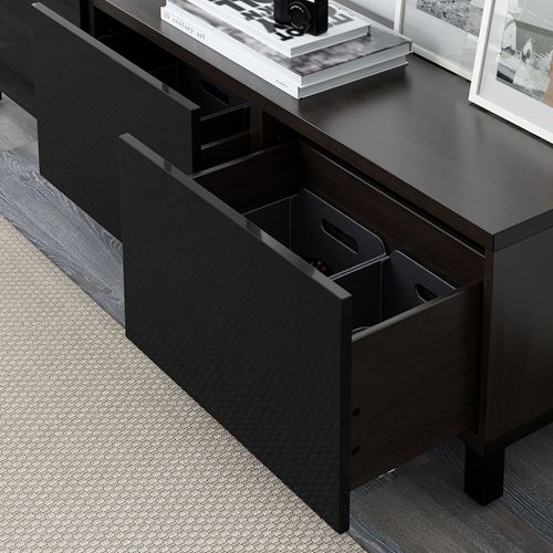 BESTA/SELSVIKEN, storage combination, black-brown/black, 180x40x48 cm